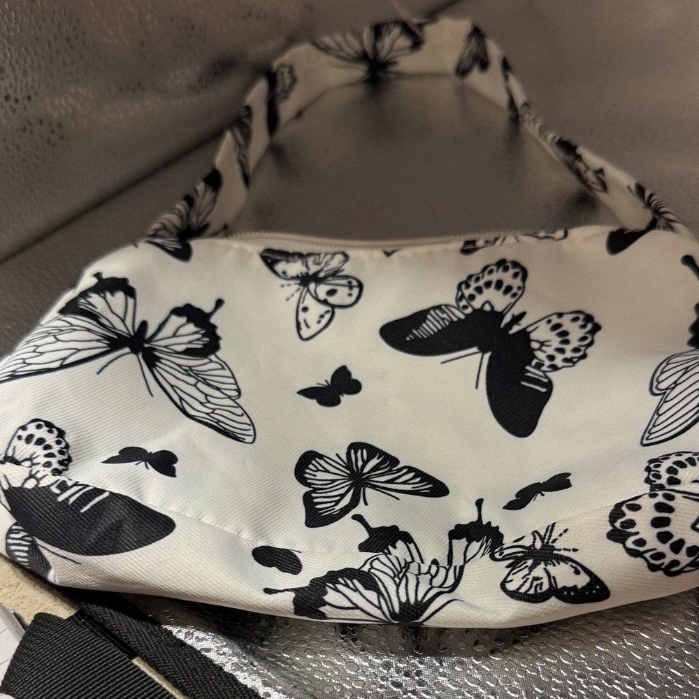 Butterfly Print Women's Bag - Black and White